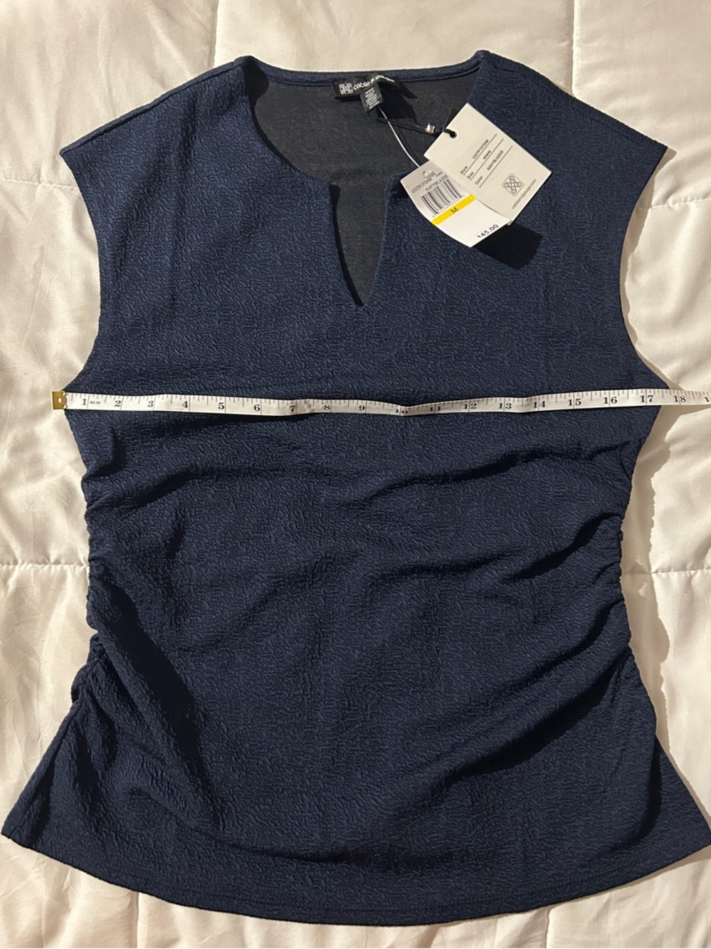 Cable & Gauge Navy Textured Split-Neck Tank